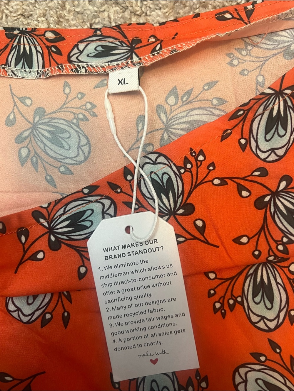 One-Shoulder Orange Floral Maxi Dress - Picture 2 of 2